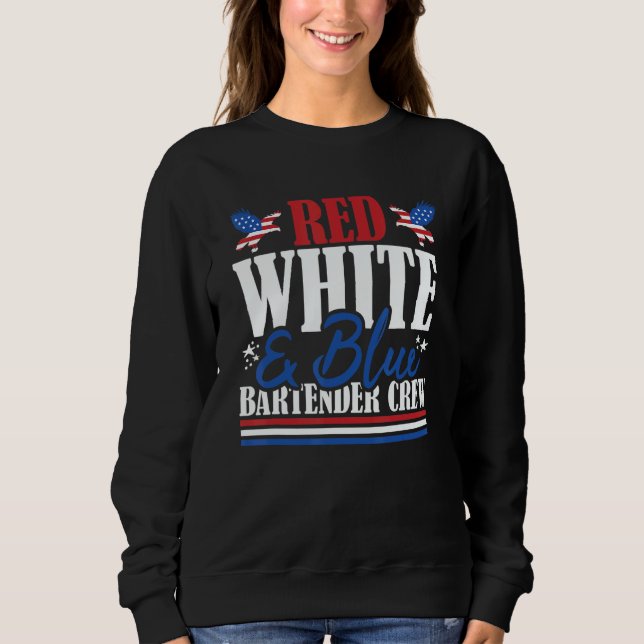 Veteran US Flag Red White & Blue Bartender Crew Sweatshirt (Front)