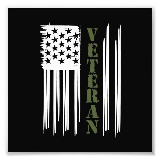 Veteran USA Flag Happy Veterans Day Support Photo Print (Front)