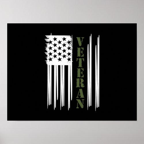 Veteran USA Flag Happy Veterans Day Support Poster