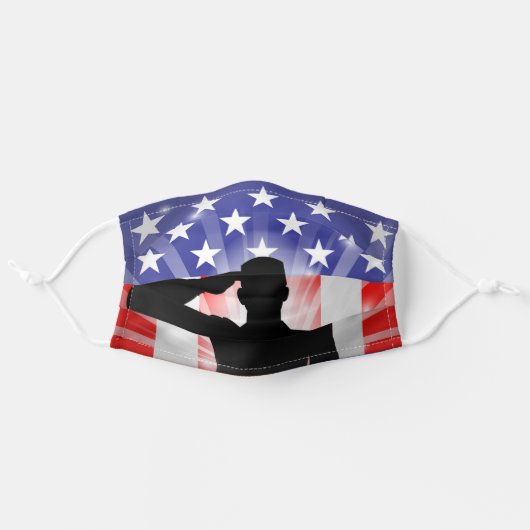 Veteran, USA, Salute, Soldier, Flag, Army Adult Cloth Face Mask (Front, Unfolded)