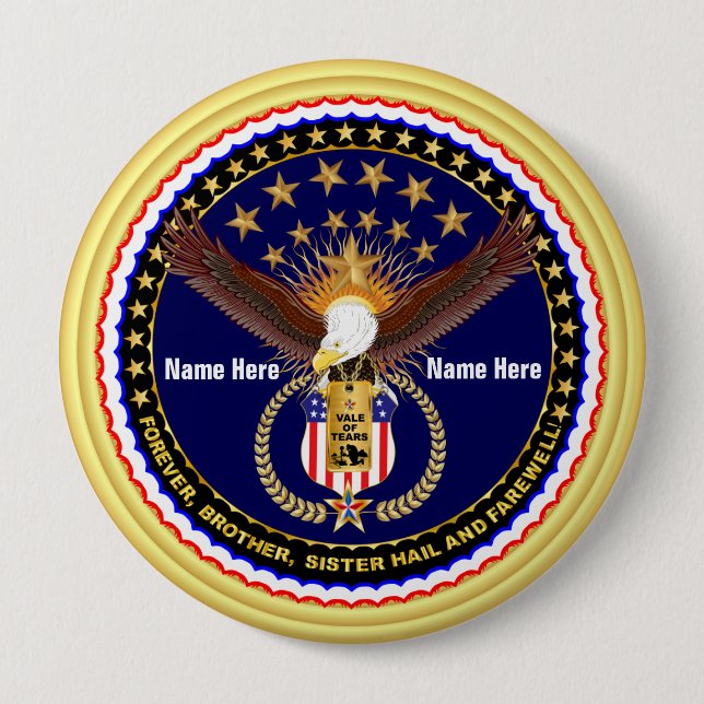 Veteran Vale of Tears Remembrance Round Only Pinback Button (Front)