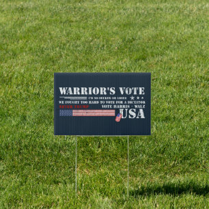 Veteran Warrior for Harris Walz Election 2024 Sign