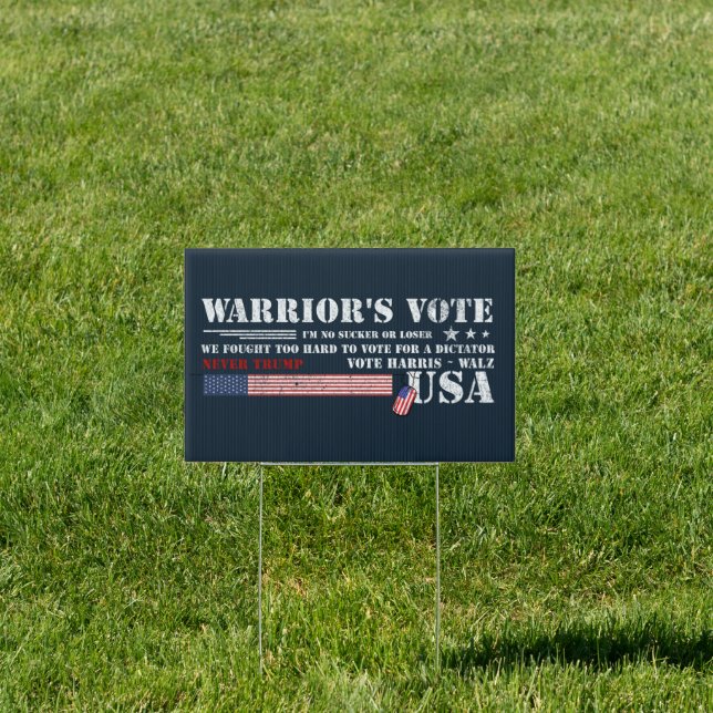 Veteran Warrior for Harris Walz Election 2024 Sign (Insitu)