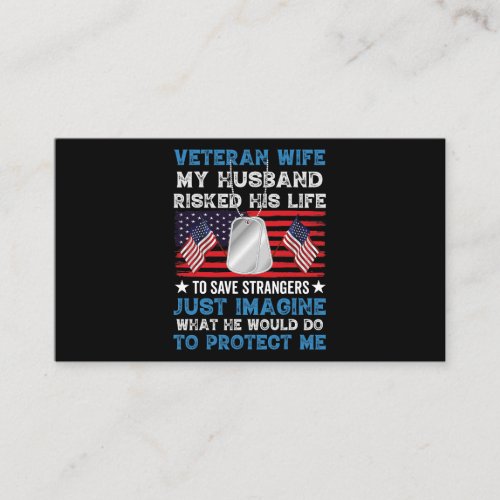 Veteran Wife Army Husband Soldier Saying Cool Mili Business Card