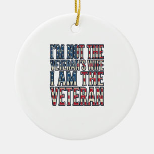 Veteran Wife Quote Patriotic Vintage Vector Design Ceramic Ornament