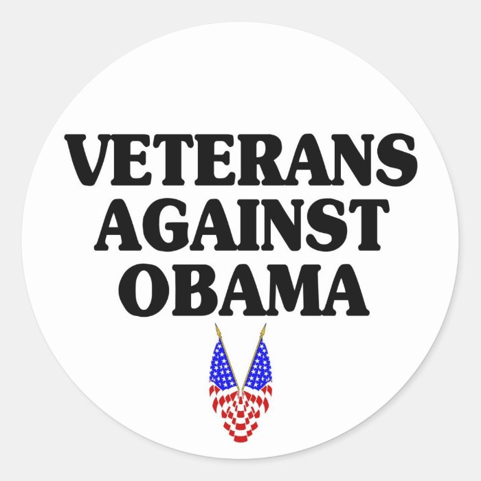 Veterans against Obama Round Stickers