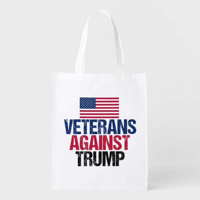 Veterans Against Trump 2024 American Flag Grocery Bag (Front)