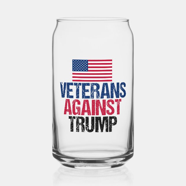 Veterans Against Trump American Flag Can Glass (Front)