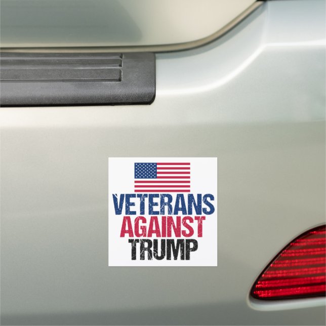 Veterans Against Trump American Flag Car Magnet (In Situ)