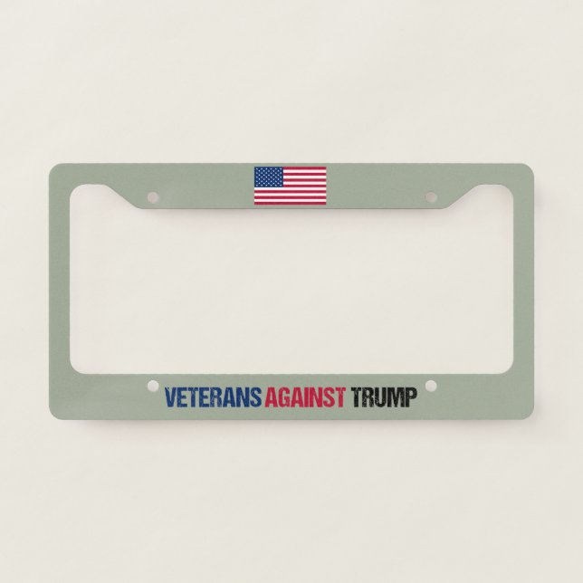 Veterans Against Trump American Flag Political License Plate Frame (Front)