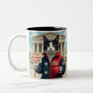 Veterans Against Trump Cat Two-Tone Coffee Mug