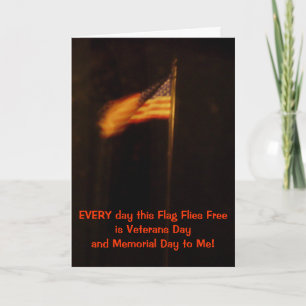 Veterans and Memorial Day Flag Letterpress Thank You Card