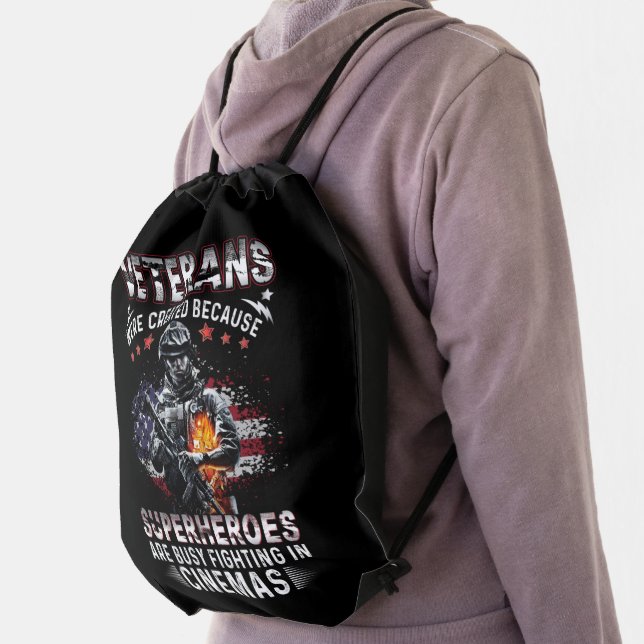 Veterans Because Superheroes Busy in Cinemas   Drawstring Bag (Insitu)