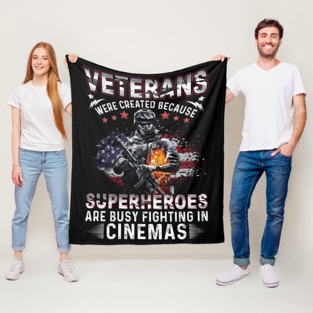 Veterans Because Superheroes Busy in Cinemas Fleece Blanket (In Situ)