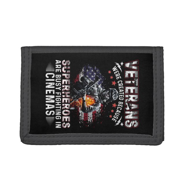 Veterans Because Superheroes Busy in Cinemas Trifold Wallet (Front)
