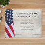 Veteran's Certificate of Appreciation