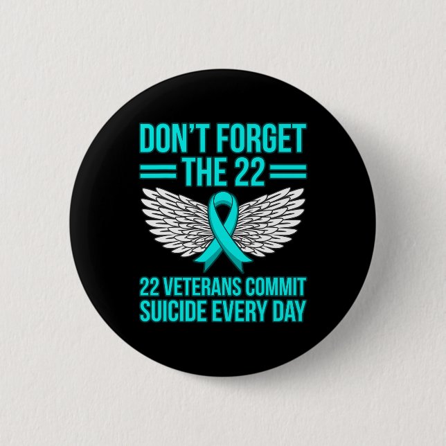 Veterans Commit Suicide Ptsd Awareness Ribbon Grap Button (Front)