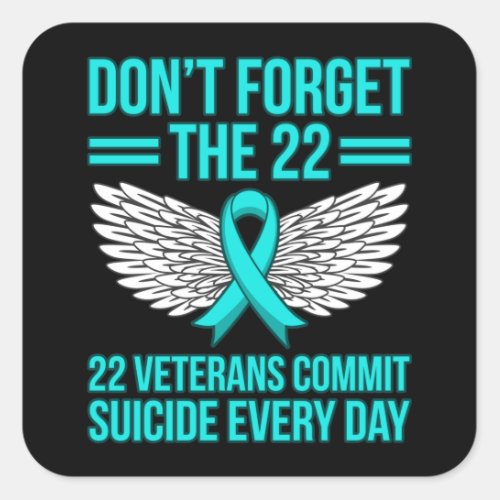 Veterans Commit Suicide PTSD Awareness Ribbon Square Sticker