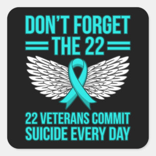 Veterans Commit Suicide PTSD Awareness Ribbon Square Sticker