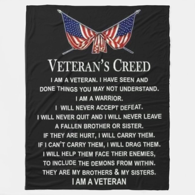 VETERAN'S CREED FLEECE BLANKET (Front)