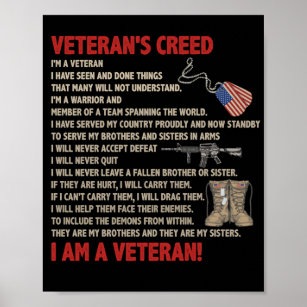 Veteran's creed I'm a veteran Proudly now Standby Poster