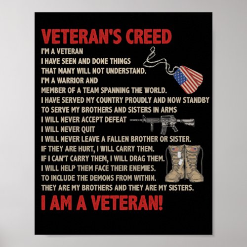 Veterans creed Im a veteran Proudly now Standby Poster