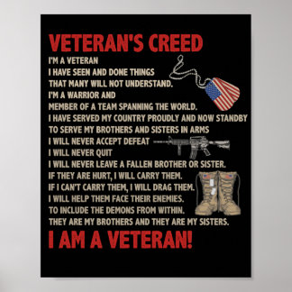 Veteran's creed I'm a veteran Proudly now Standby Poster