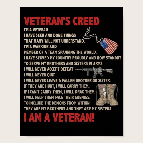 Veteran's creed I'm a veteran Proudly now Standby Poster