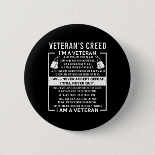 Veteran's Creed Patriot War Usa Oath Grandpa Button