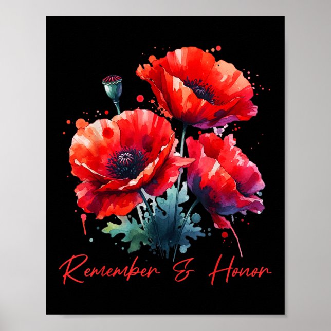 Veterans Day 2024 Usa Memorial Day Red Poppy Poster (Front)