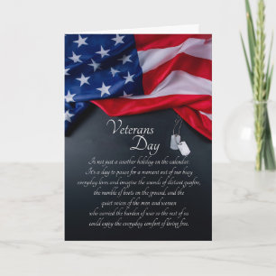 Veterans Day American Flag and Dog Tags Holiday Card