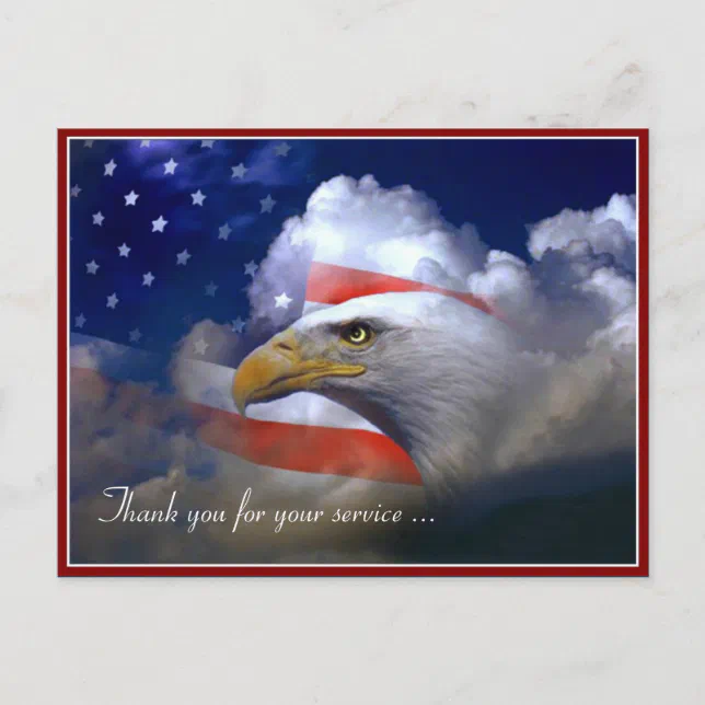 Veterans Day American Flag and Eagle Postcard (Front)