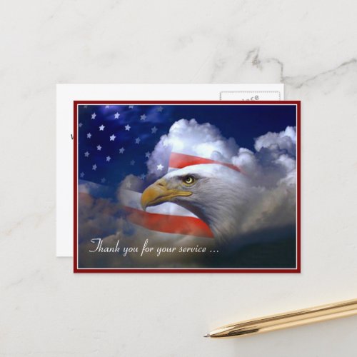Veterans Day American Flag and Eagle Postcard