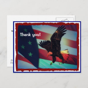 Veterans Day American Flag and Eagle Postcard