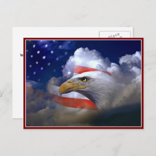 Veterans Day American Flag and Eagle Postcard