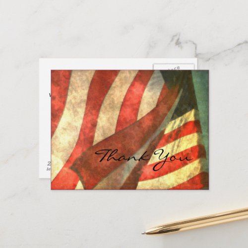 Veterans Day American Flag and Thank You Postcard