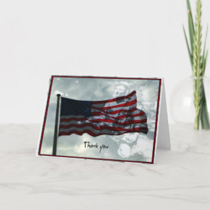 Veterans Day, American Flag and WWII Veteran Letterpress Thank You Card