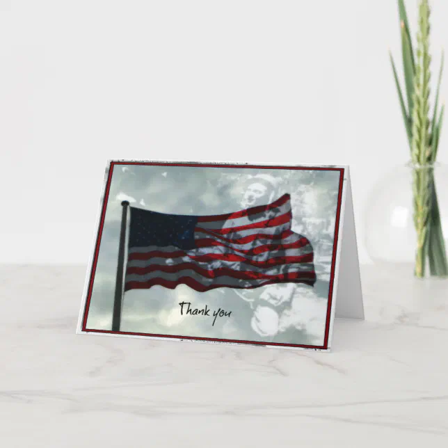 Veterans Day, American Flag and WWII Veteran Thank You Card | Zazzle