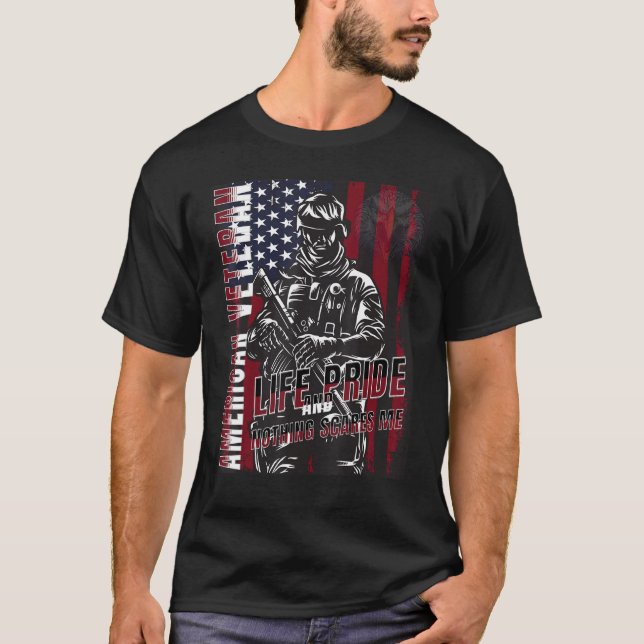 Veterans Day American Flag Life Pride Military Hon T-Shirt (Front)