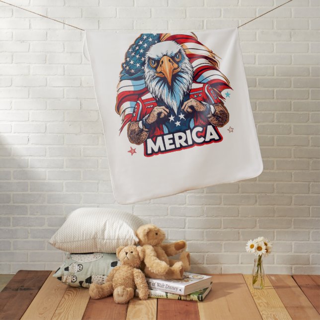 Veterans Day American Flag Merica Patriotic Eagle Baby Blanket (In Situ)