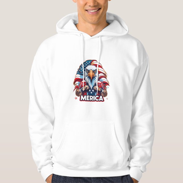 Veterans Day American Flag Merica Patriotic Eagle Hoodie (Front)