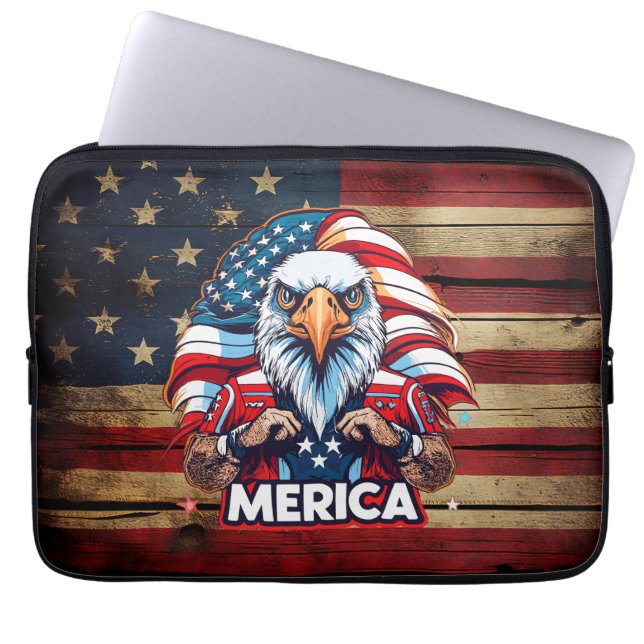 Veterans Day American Flag Merica Patriotic Eagle Laptop Sleeve (Front)
