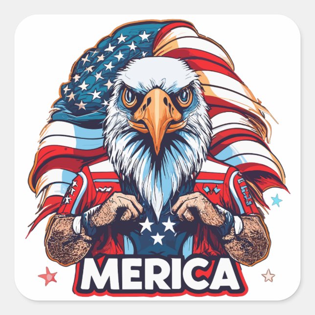 Veterans Day American Flag Merica Patriotic Eagle Square Sticker (Front)