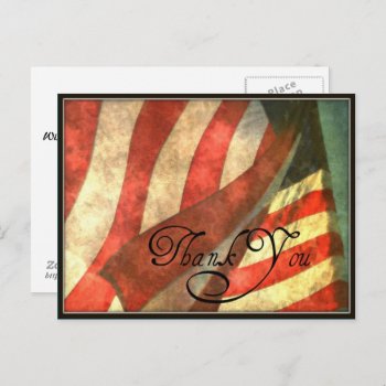 Veterans Day American Flag Thank You Postcard by ForEverProud at Zazzle