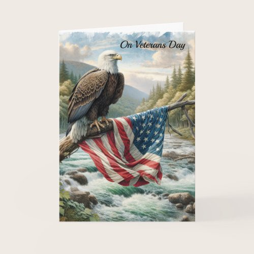Veterans Day Bald Eagle With American Flag Card Veterans Day Bald Eagle With American Flag Card