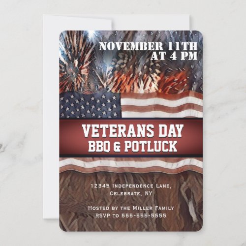 Veterans Day BBQ Potluck Invitation