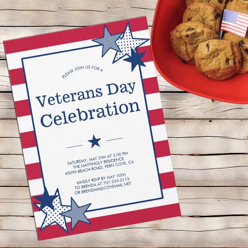 Veterans Day Bold Stars and Stripes Bold Patriotic Invitation
