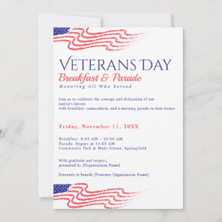 Veterans Day Breakfast Patriotic Parade Fundraiser Invitation