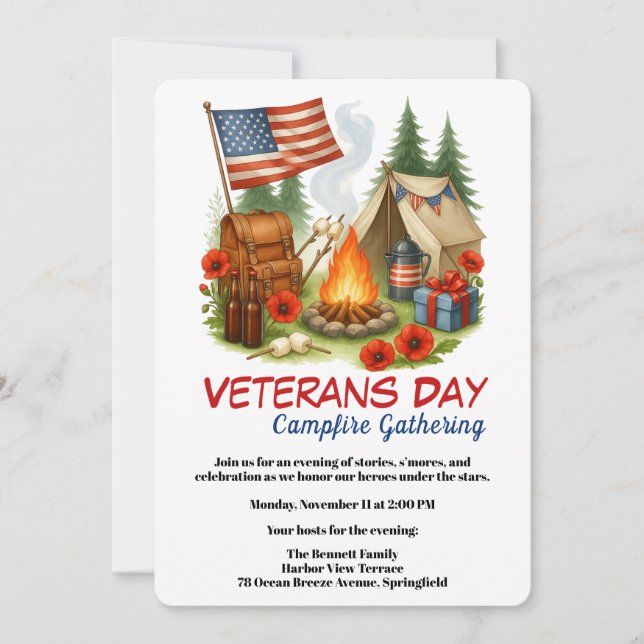 Veterans Day | Campfire Gathering Invitation (Front)