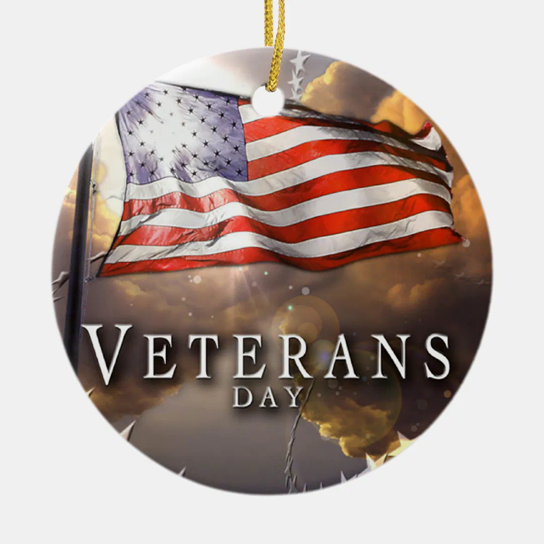 Veterans Day Ceramic Ornament (Front)